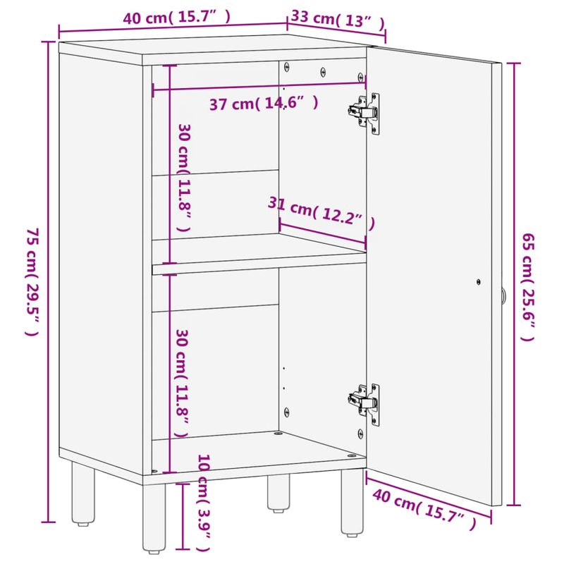 Casa si Gradina - Mobilier - Comode si corpuri - Comode - Dulap lateral, 40x33x75 cm, lemn masiv de mango - Infinity.ro
