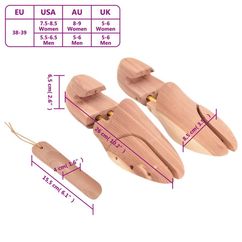 Market - Spalare si intretinere rufe - Produse intretinere Incaltaminte - Perii si alte accesorii - Dispozitiv largire pantofi cu incaltator, EU 38-39, lemn cedru, model fără buton - Infinity.ro