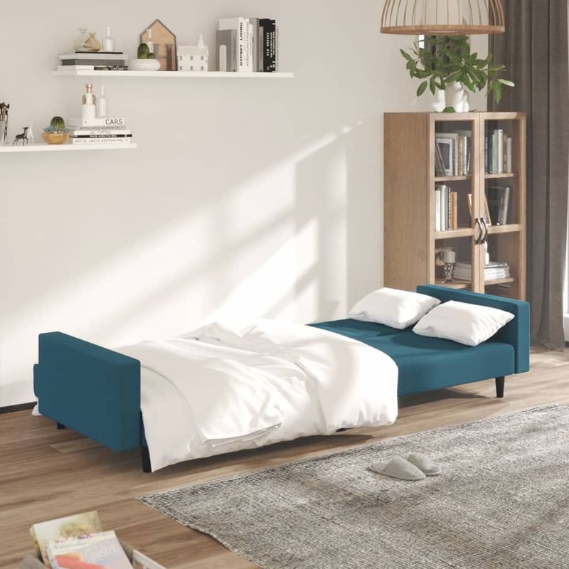 Casa si Gradina - Mobilier - Canapele si coltare - Canapele - Canapea extensibila cu 2 locuri, albastru, catifea - Infinity.ro