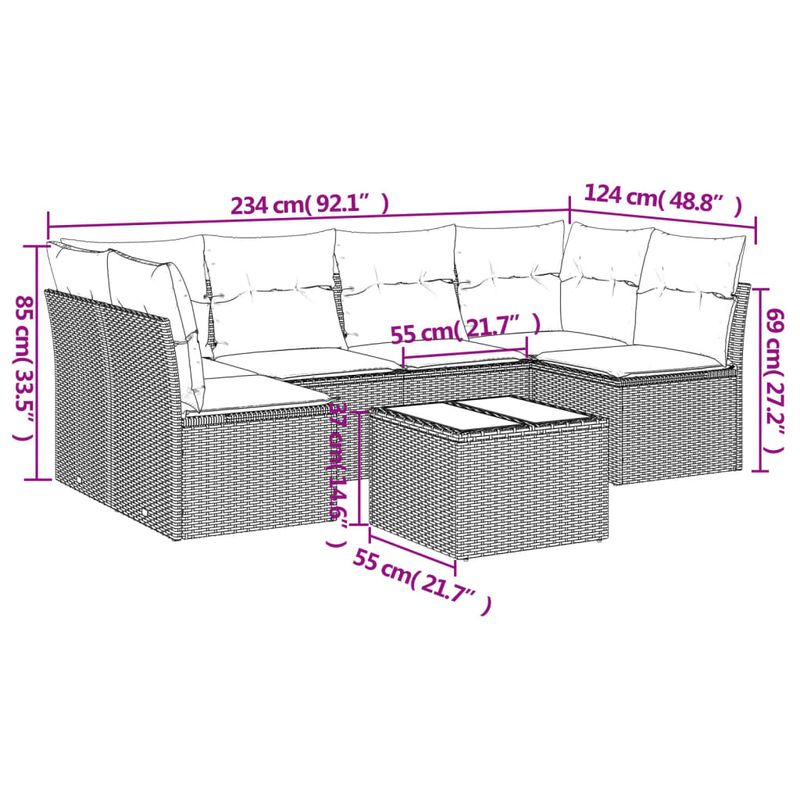 Casa si Gradina - Gradina si terasa - Mobilier exterior - Seturi mobila gradina - Set canapele de gradina, 7 piese, cu perne, bej, poliratan - Infinity.ro