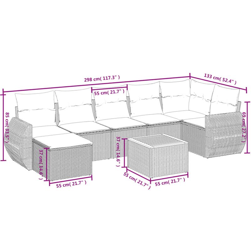Casa si Gradina - Gradina si terasa - Mobilier exterior - Seturi mobila gradina - Set canapele de gradina, 8 piese, cu perne, bej, poliratan - Infinity.ro