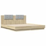 Casa si Gradina - Mobilier - Paturi si accesorii - Paturi - Cadru de pat cu tablie si lumini LED, stejar sonoma, 200x200 cm - Infinity.ro