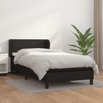Casa si Gradina - Mobilier - Paturi si accesorii - Paturi - Pat box spring cu saltea, negru, 90x200 cm, piele ecologica - Infinity.ro
