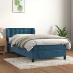 Casa si Gradina - Mobilier - Paturi si accesorii - Paturi - Pat box spring cu saltea, albastru inchis, 100x200 cm, catifea - Infinity.ro