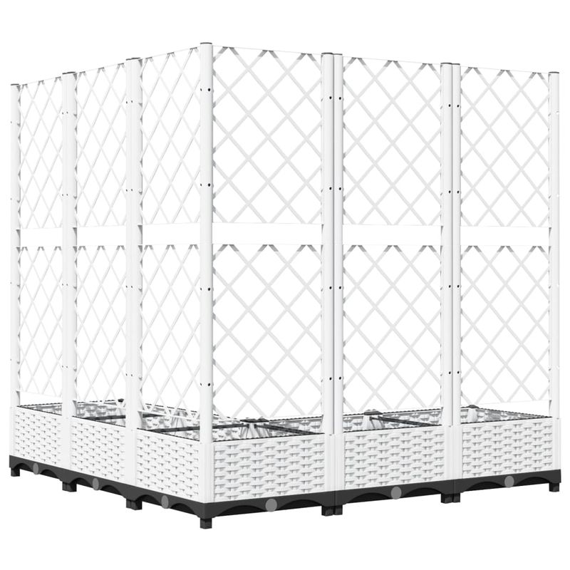 Casa si Gradina - Gradinarit si plante - Plante si ghivece - Ghivece si suporturi - Jardiniera de gradina cu spalier, alb, 120x120x121,5 cm, PP - Infinity.ro