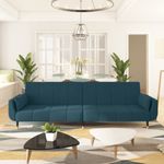 Casa si Gradina - Mobilier - Canapele si coltare - Canapele - Canapea extensibila cu 2 locuri, 2 perne, albastru, catifea - Infinity.ro