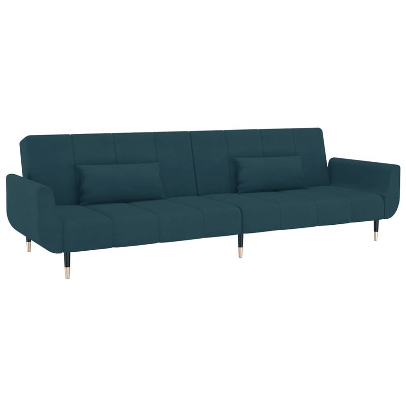 Casa si Gradina - Mobilier - Canapele si coltare - Canapele - Canapea extensibila cu 2 locuri, 2 perne, albastru, catifea - Infinity.ro