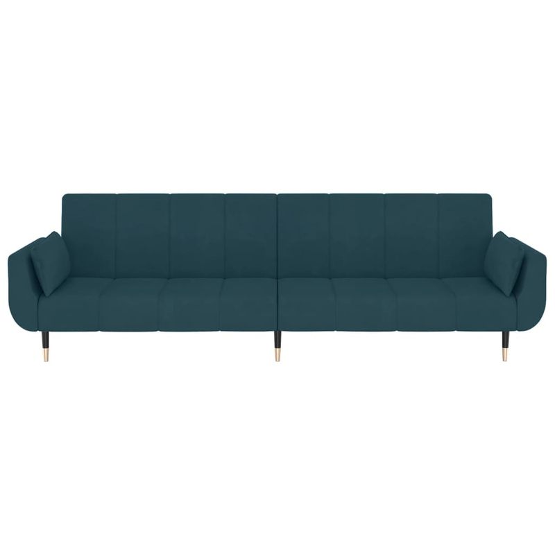 Casa si Gradina - Mobilier - Canapele si coltare - Canapele - Canapea extensibila cu 2 locuri, 2 perne, albastru, catifea - Infinity.ro