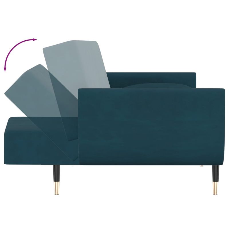 Casa si Gradina - Mobilier - Canapele si coltare - Canapele - Canapea extensibila cu 2 locuri, 2 perne, albastru, catifea - Infinity.ro