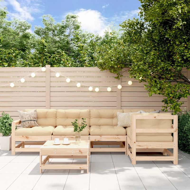 Casa si Gradina - Gradina si terasa - Mobilier exterior - Seturi mobila gradina - Set mobilier relaxare de gradina & perne 6 piese lemn masiv pin - Infinity.ro