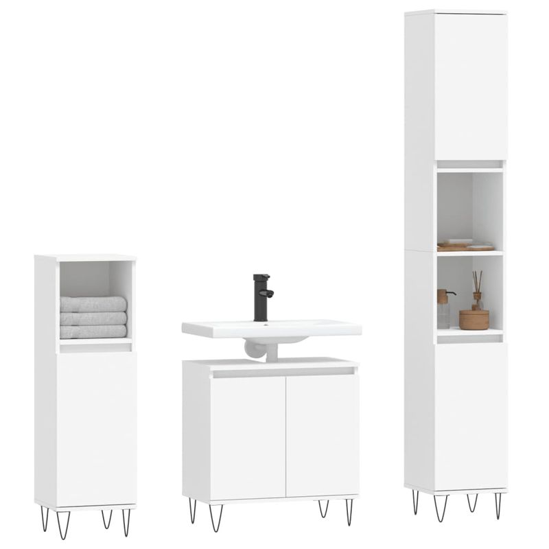 Casa si Gradina - Mobilier - Seturi de mobilier - Seturi baie - Set dulapuri de baie, 3 piese, alb, lemn prelucrat - Infinity.ro