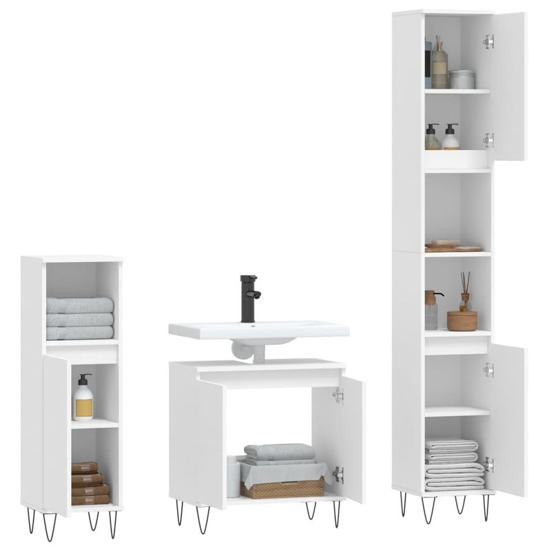 Casa si Gradina - Mobilier - Seturi de mobilier - Seturi baie - Set dulapuri de baie, 3 piese, alb, lemn prelucrat - Infinity.ro