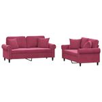 Casa si Gradina - Mobilier - Seturi de mobilier - Seturi living - Set canapele cu perne, 2 piese, rosu vin, catifea - Infinity.ro