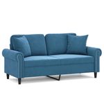 Casa si Gradina - Mobilier - Canapele si coltare - Canapele - Canapea cu 2 locuri cu pernute, albastru, 140 cm, catifea - Infinity.ro
