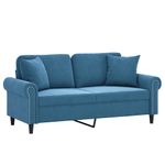 Casa si Gradina - Mobilier - Canapele si coltare - Canapele - Canapea cu 2 locuri cu pernute, albastru, 140 cm, catifea - Infinity.ro