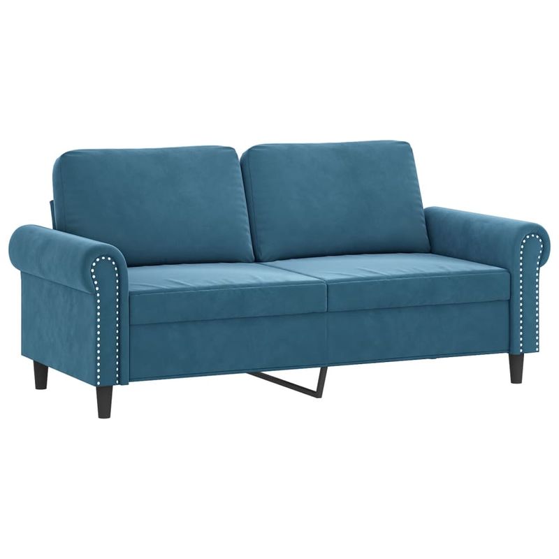 Casa si Gradina - Mobilier - Canapele si coltare - Canapele - Canapea cu 2 locuri cu pernute, albastru, 140 cm, catifea - Infinity.ro