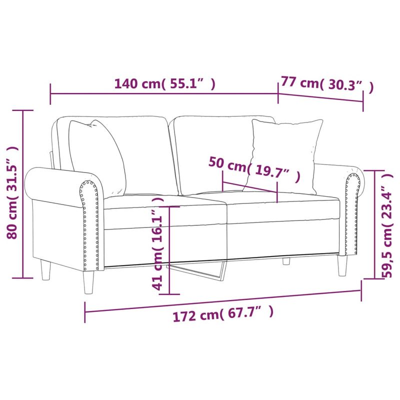 Casa si Gradina - Mobilier - Canapele si coltare - Canapele - Canapea cu 2 locuri cu pernute, albastru, 140 cm, catifea - Infinity.ro