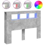 Casa si Gradina - Mobilier - Paturi si accesorii - Accesorii paturi - Tablie de pat cu LED, gri beton, 140x18,5x103,5 cm, lemn - Infinity.ro
