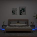 Casa si Gradina - Mobilier - Comode si corpuri - Noptiere - Noptiere cu lumini LED, 2 buc., gri beton, 40x39x37 cm - Infinity.ro