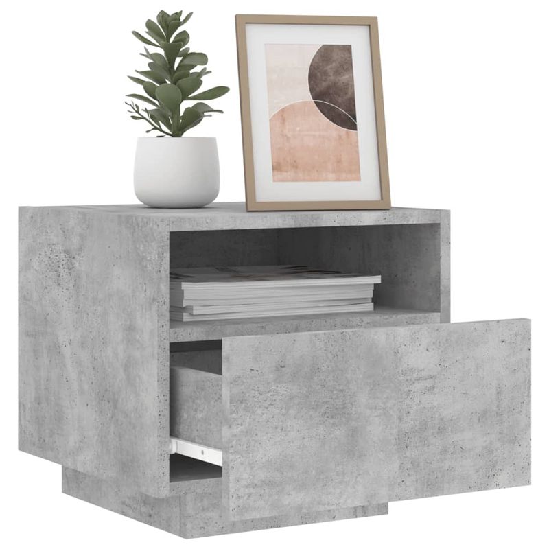 Casa si Gradina - Mobilier - Comode si corpuri - Noptiere - Noptiere cu lumini LED, 2 buc., gri beton, 40x39x37 cm - Infinity.ro