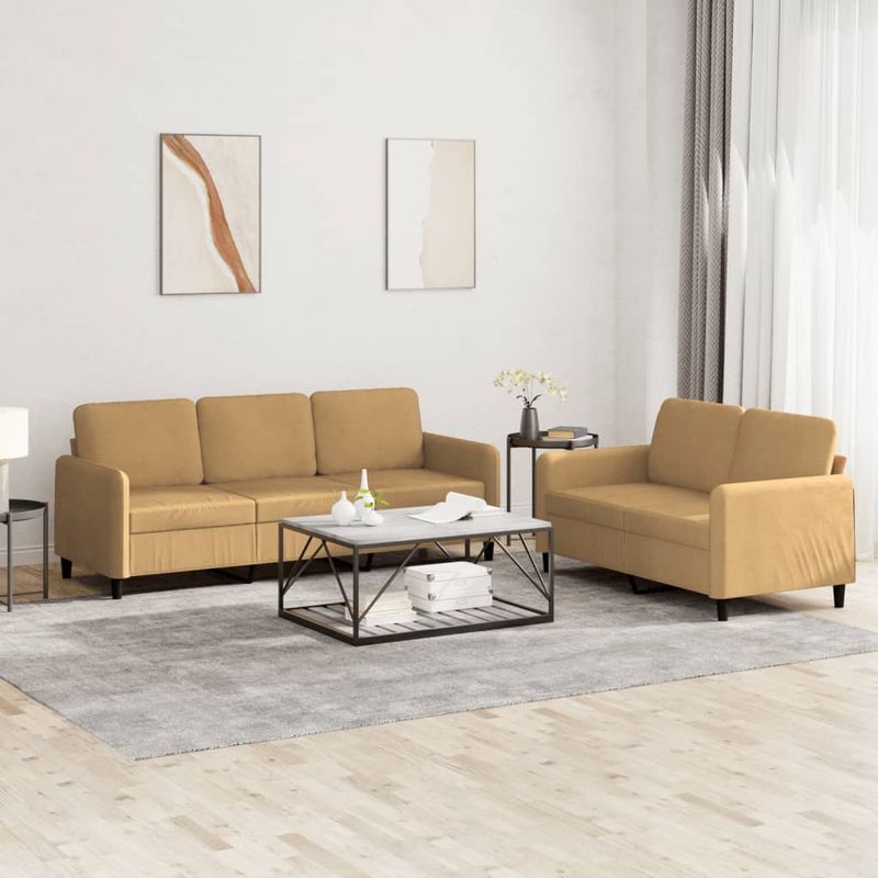 Casa si Gradina - Mobilier - Canapele si coltare - Canapele - Set canapea 2 piese, maro, catifea - Infinity.ro