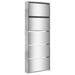 Casa si Gradina - Mobilier - Organizare si depozitare - Organizator incaltaminte - Pantofar cu oglinda, 5 niveluri, gri beton, 63x17x169,5 cm - Infinity.ro