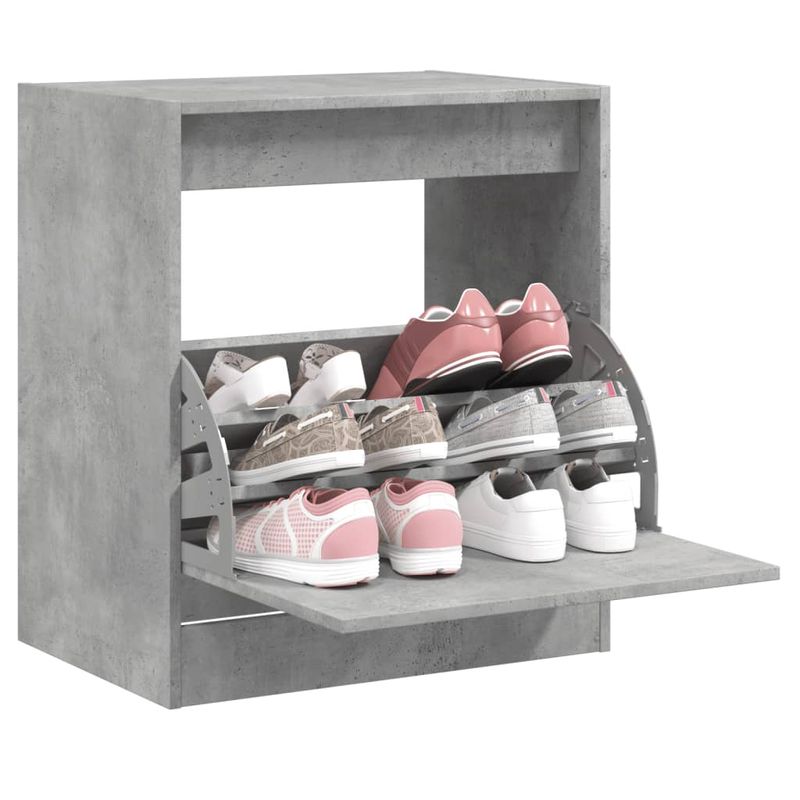 Casa si Gradina - Mobilier - Organizare si depozitare - Organizator incaltaminte - Pantofar, gri beton, 60x42x69 cm, lemn compozit - Infinity.ro