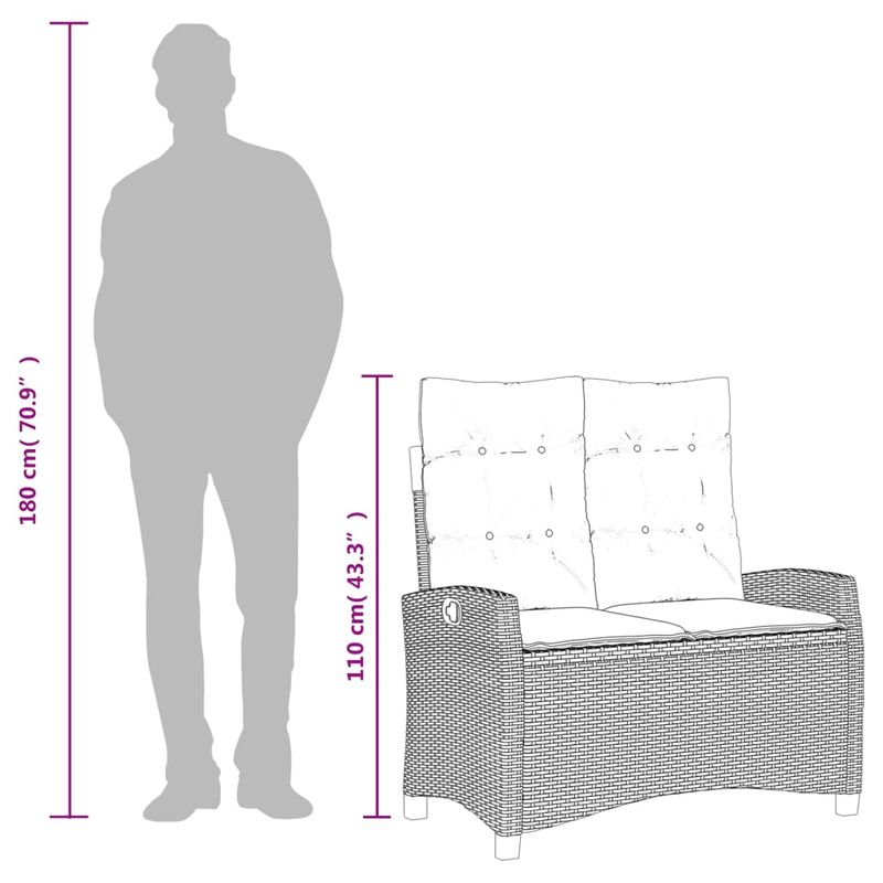 Casa si Gradina - Gradina si terasa - Mobilier exterior - Bancute de gradina - Banca de gradina rabatabila cu perne, maro, poliratan - Infinity.ro