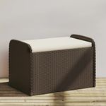 Casa si Gradina - Gradina si terasa - Mobilier exterior - Bancute de gradina - Banca de depozitare cu perna, maro, 80x51x52 cm, poliratan - Infinity.ro