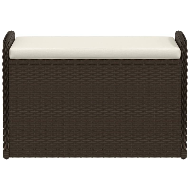 Casa si Gradina - Gradina si terasa - Mobilier exterior - Bancute de gradina - Banca de depozitare cu perna, maro, 80x51x52 cm, poliratan - Infinity.ro