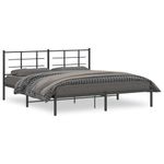 Casa si Gradina - Mobilier - Paturi si accesorii - Paturi - Cadru de pat metalic cu tablie, negru, 180x200 cm - Infinity.ro