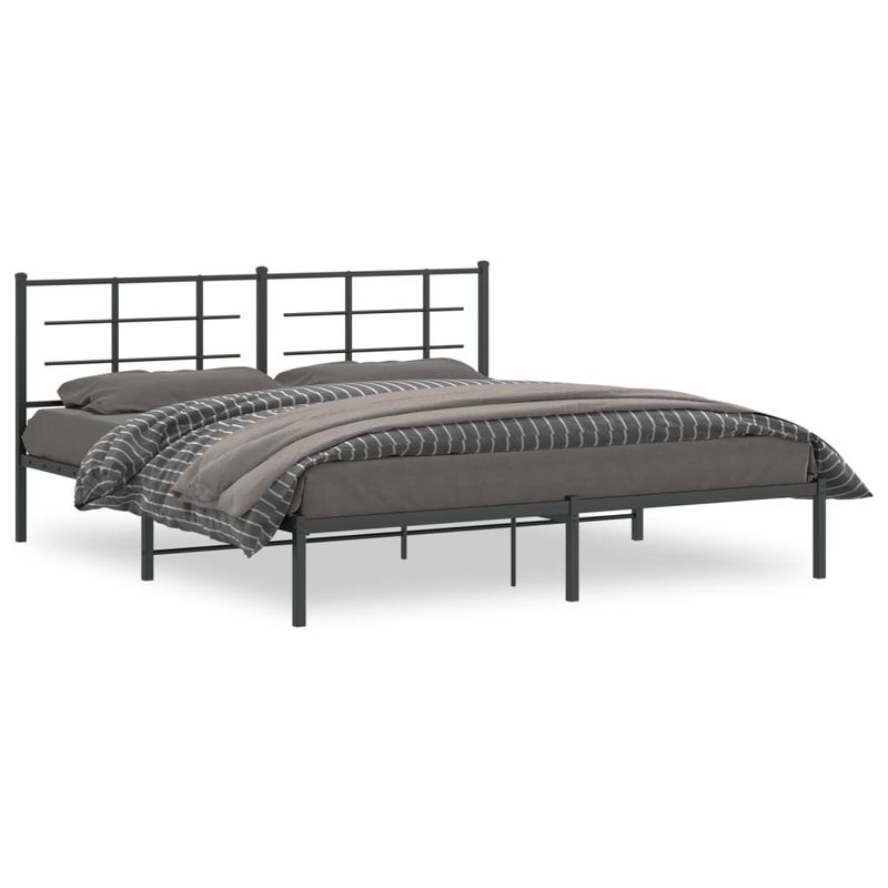 Casa si Gradina - Mobilier - Paturi si accesorii - Paturi - Cadru de pat metalic cu tablie, negru, 180x200 cm - Infinity.ro