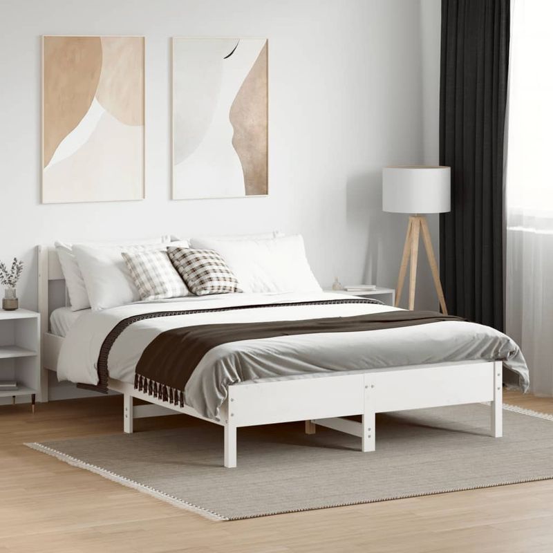 Casa si Gradina - Mobilier - Paturi si accesorii - Paturi - Cadru de pat cu tablie, alb, 150x200 cm lemn masiv pin - Infinity.ro