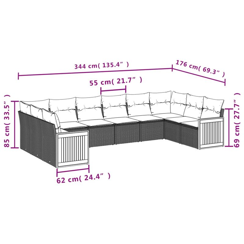 Casa si Gradina - Gradina si terasa - Mobilier exterior - Seturi mobila gradina - Set canapele de gradina cu perne, 10 piese, bej, poliratan - Infinity.ro