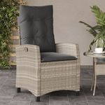 Casa si Gradina - Gradina si terasa - Mobilier exterior - Scaune si sezlonguri gradina - Scaun de gradina rabatabil cu perne, gri deschis, poliratan - Infinity.ro