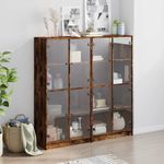 Casa si Gradina - Mobilier - Biblioteci si rafturi - Biblioteci - Biblioteca cu usi stejar fumuriu 136x37x142 cm lemn compozit - Infinity.ro