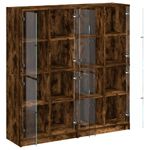 Casa si Gradina - Mobilier - Biblioteci si rafturi - Biblioteci - Biblioteca cu usi stejar fumuriu 136x37x142 cm lemn compozit - Infinity.ro