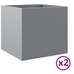 Casa si Gradina - Gradinarit si plante - Plante si ghivece - Ghivece si suporturi - Jardiniere, 2 buc., argintiu, 32x30x29 cm, otel galvanizat - Infinity.ro