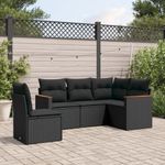Casa si Gradina - Gradina si terasa - Mobilier exterior - Seturi mobila gradina - Set mobilier de gradina cu perne, 5 piese, negru, poliratan - Infinity.ro