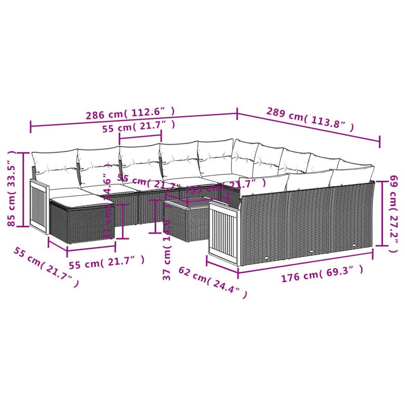 Casa si Gradina - Gradina si terasa - Mobilier exterior - Seturi mobila gradina - Set canapele de gradina, 13 piese, cu perne, bej, poliratan - Infinity.ro