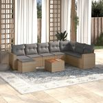 Casa si Gradina - Gradina si terasa - Mobilier exterior - Canapele si fotolii gradina - Set canapele de gradina, 9 piese, cu perne, bej, poliratan - Infinity.ro
