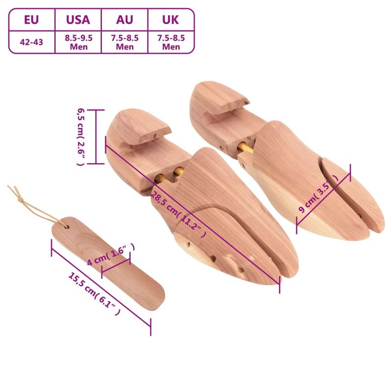 Market - Spalare si intretinere rufe - Produse intretinere Incaltaminte - Perii si alte accesorii - Dispozitiv largire pantofi incaltator EU 42-43 lemn masiv cedru - Infinity.ro