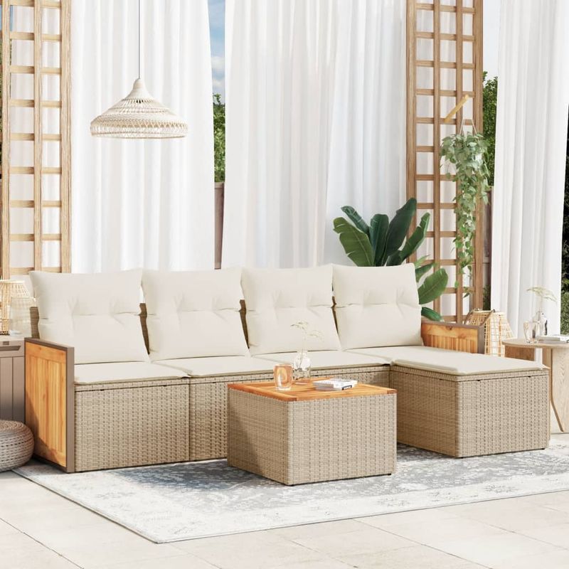 Casa si Gradina - Gradina si terasa - Mobilier exterior - Seturi mobila gradina - Set canapele de gradina cu perne, 6 piese, bej, poliratan - Infinity.ro
