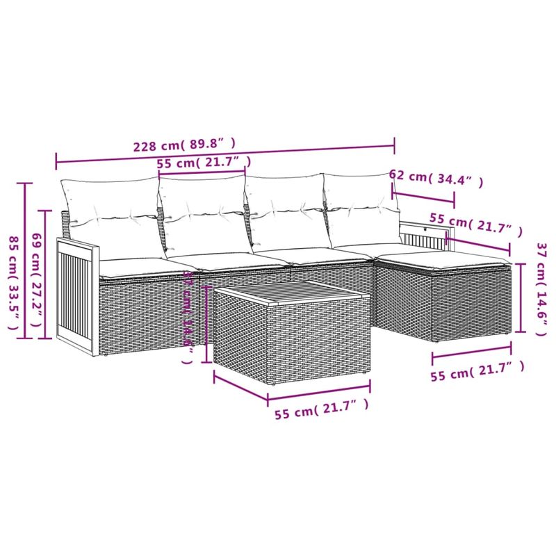 Casa si Gradina - Gradina si terasa - Mobilier exterior - Seturi mobila gradina - Set canapele de gradina cu perne, 6 piese, bej, poliratan - Infinity.ro