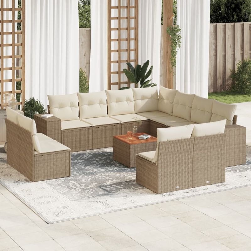 Casa si Gradina - Gradina si terasa - Mobilier exterior - Seturi mobila gradina - Set canapele de gradina cu perne, 12 piese, bej, poliratan - Infinity.ro