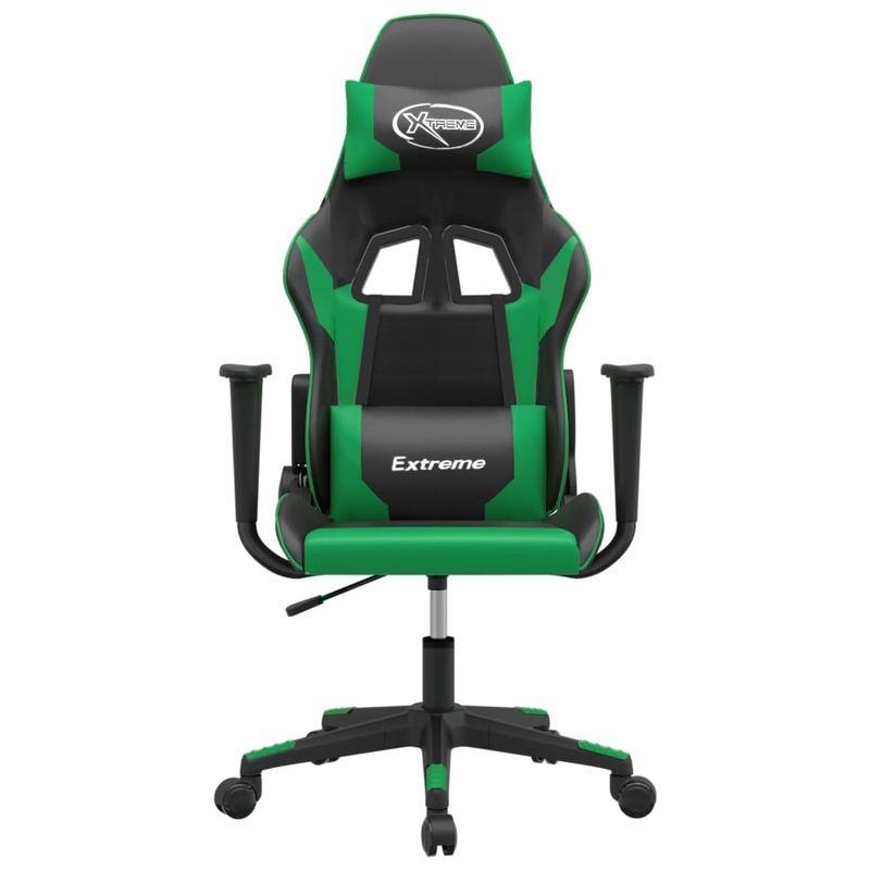 PC, gaming si accesorii - Gaming - Accesorii gaming - Scaune gaming - Scaun de gaming de masaj, negru si verde, piele ecologica - Infinity.ro