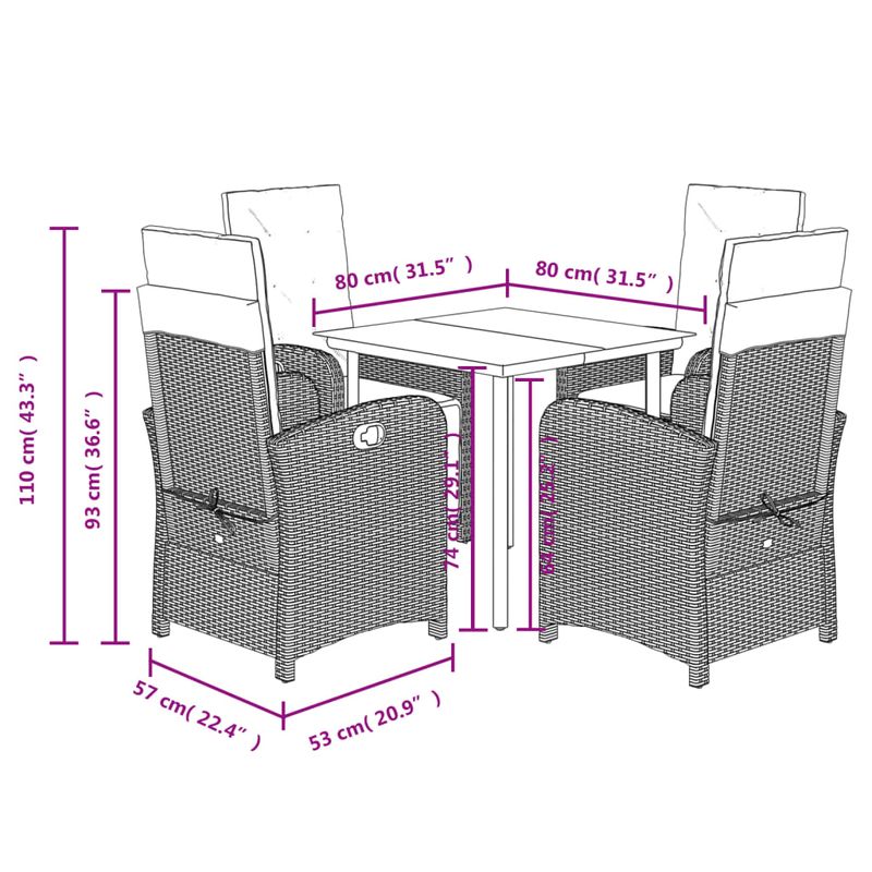 Casa si Gradina - Gradina si terasa - Mobilier exterior - Seturi mobila gradina - Set mobilier pentru gradina, 5 piese, cu perne, bej, poliratan - Infinity.ro