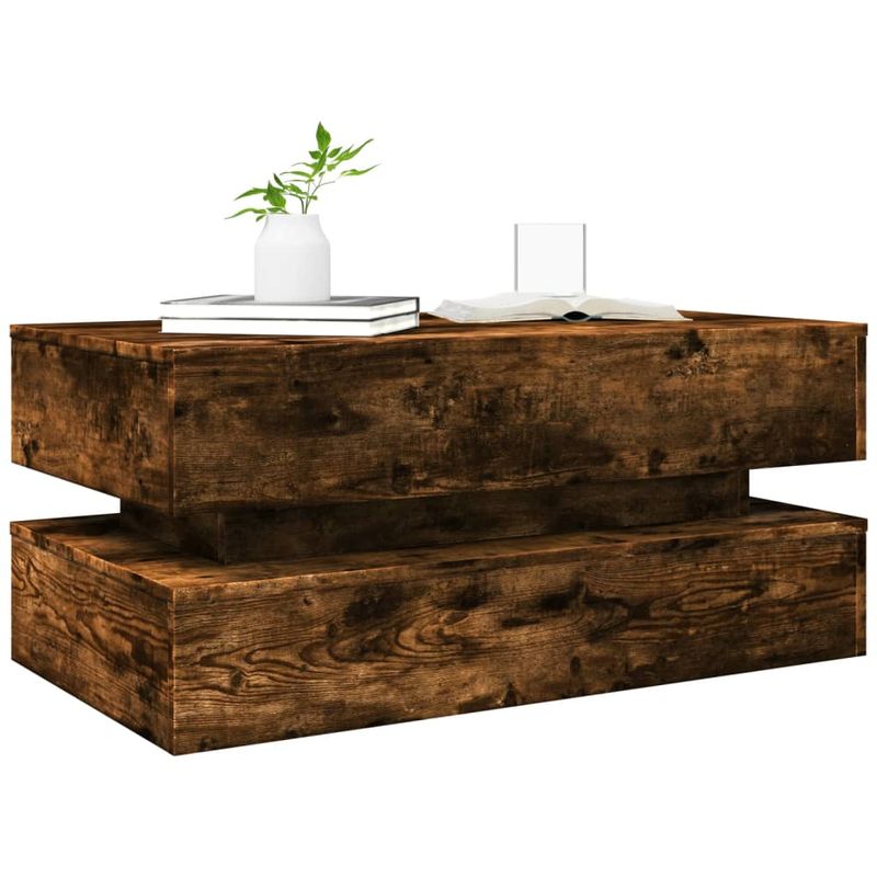 Casa si Gradina - Mobilier - Mese si birouri - Masute de cafea - Masuta de cafea cu lumini LED, stejar sonoma, 90x50x40 cm - Infinity.ro
