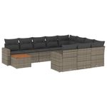 Casa si Gradina - Gradina si terasa - Mobilier exterior - Canapele si fotolii gradina - Set canapele de gradina cu perne, 11 piese, gri, poliratan - Infinity.ro