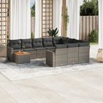 Casa si Gradina - Gradina si terasa - Mobilier exterior - Canapele si fotolii gradina - Set canapele de gradina cu perne, 11 piese, gri, poliratan - Infinity.ro